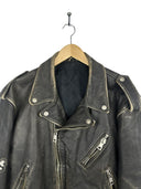 Giacca chiodo in pelle Energie marrone 90s (26-492) - M
