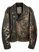 Giacca chiodo in pelle Energie marrone limited edition (26-520) - XL
