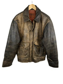 Giacca in pelle invecchiata marrone Bad Boys anni 90 (26-584) - S