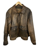 Giacca in pelle invecchiata marrone fly jacket vintage (26-627) - L/XL