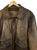 Giacca in pelle invecchiata marrone fly jacket vintage (26-627) - L/XL
