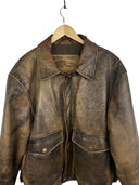 Giacca in pelle invecchiata marrone fly jacket vintage (26-627) - L/XL