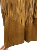 Giacca in pelle scamosciata marrone Schott Western con frange e ricami donna (26-631) - 42- M