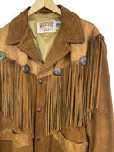 Giacca in pelle scamosciata marrone Schott Western con frange e ricami donna (26-631) - 42- M