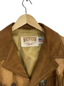 Giacca in pelle scamosciata marrone Schott Western con frange e ricami donna (26-631) - 42- M