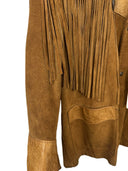 Giacca in pelle scamosciata marrone Schott Western con frange e ricami donna (26-631) - 42- M