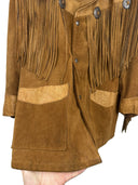 Giacca in pelle scamosciata marrone Schott Western con frange e ricami donna (26-631) - 42- M