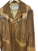 Giacca in pelle scamosciata marrone Schott Western con frange e ricami donna (26-631) - 42- M