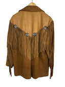 Giacca in pelle scamosciata marrone Schott Western con frange e ricami donna (26-631) - 42- M