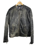 Giacca biker Schott in pelle marrone invecchiato (26-678) - L