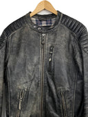 Giacca biker Schott in pelle marrone invecchiato (26-678) - L
