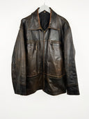 Giacca in pelle marrone 70s (26g01) - XL