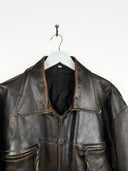 Giacca in pelle marrone 70s (26g01) - XL