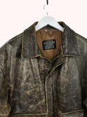Giacca in pelle invecchiata marrone aviator (26g143) - M/L