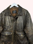 Giacca in pelle invecchiata marrone aviator (26g143) - M/L