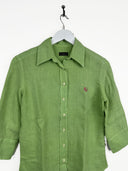 Camicia Fred Perry verde in lino donna manica 3/4 (26ca161) - M