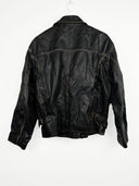 Giacca nera in pelle aviator 90s (26g02) - M