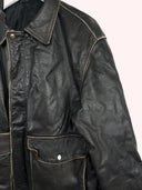 Giacca nera in pelle aviator 90s (26g02) - M