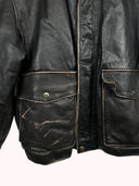 Giacca nera in pelle aviator 90s (26g02) - M