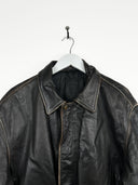 Giacca nera in pelle aviator 90s (26g02) - M