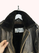 Bomber in pelle Alan Gordon marrone con pelo (26g11) - M