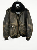 Bomber in pelle Alan Gordon marrone con pelo (26g11) - M