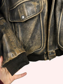 Bomber in pelle Alan Gordon marrone con pelo (26g11) - M