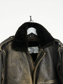 Bomber in pelle Alan Gordon marrone con pelo (26g11) - M