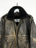 Bomber in pelle Alan Gordon marrone con pelo (26g11) - M