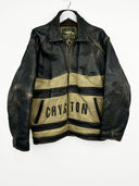 Giacca in pelle marrone beige biker USA 80s (26g177) - L