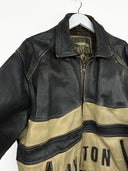 Giacca in pelle marrone beige biker USA 80s (26g177) - L