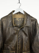 Giacca in pelle marrone invecchiata 90s (26g179) -M/L
