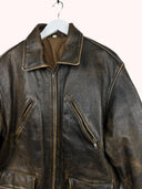 Giacca aviator marrone in pelle invecchiata (26g184) - M