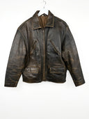 Giacca aviator marrone in pelle invecchiata (26g184) - M