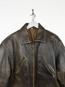 Giacca aviator marrone in pelle invecchiata (26g184) - M