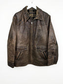 Giacca in pelle invecchiata marrone grigia (26g186) - M/L