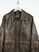 Giacca in pelle invecchiata marrone grigia (26g186) - M/L