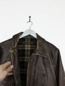 Giacca in pelle invecchiata marrone grigia (26g186) - M/L