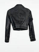 Giacca in pelle marrone cropped donna (26g189) - XS