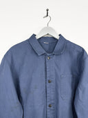 Giacca camicia blu verde da lavoro francese 70s (26g193) - L