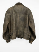 Giacca in pelle invecchiata marrone stile aviator (26g199) - L