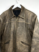 Giacca in pelle invecchiata marrone stile aviator (26g199) - L