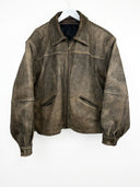 Giacca in pelle invecchiata marrone stile aviator (26g199) - L