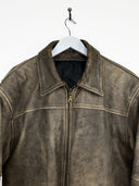 Giacca in pelle invecchiata marrone stile aviator (26g199) - L