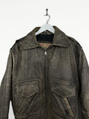 Giacca bomber marrone in pelle 80s USA (26g208) - M