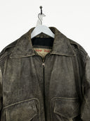 Giacca bomber marrone in pelle 80s USA (26g208) - M