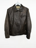 Giacca in pelle marrone slim fit (26g217)  - S/M