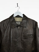 Giacca in pelle marrone slim fit (26g217)  - S/M