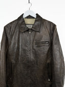 Giacca in pelle marrone slim fit (26g217)  - S/M
