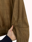 Giacca in pelle scamosciata marrone (26g228) - M/L